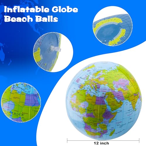 Restroma 32 Pack 16 Inch Inflatable Globe Bulk Blow up Beach Ball Large Inflatable World Globe for Classroom Teaching Beach Playing Pool Party Bags - Image 5