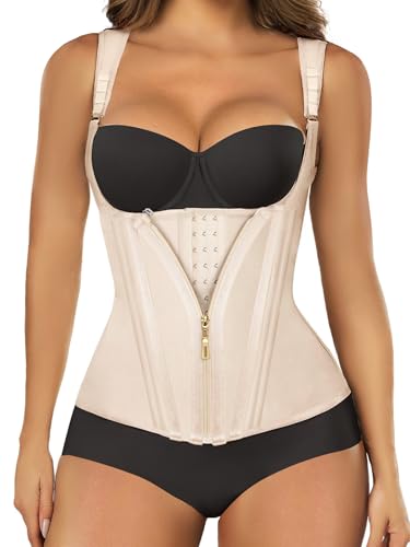 SHAPERX Waist Trainer Corset for Women Tummy Control Sport Girdle Hourglass Waist Cincher Body Shaper with Steel BonedSZ7293BeigeM - Image 1