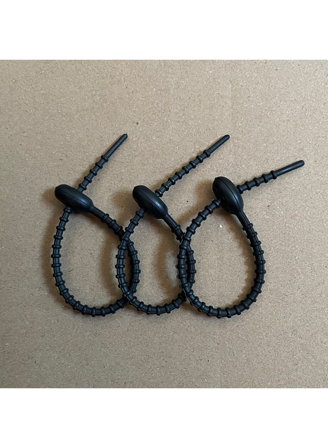 Loquat Simple Tadpole Silicone Cable Tie With Loose Buckle Wire Bundle DIY Handmade Doll Luggage Accessories Lanyard-Color:Black 120mm - Image 1