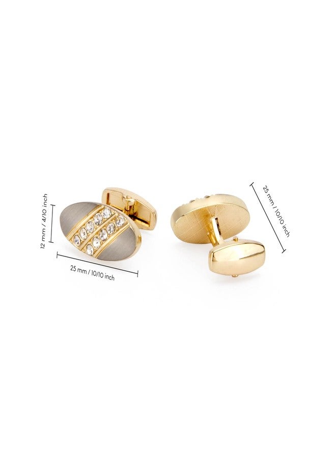 Wynameleri Cufflinks Men Vintage Gold with Rhinestones in Gift Box - Image 2