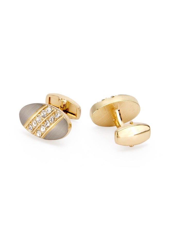 Wynameleri Cufflinks Men Vintage Gold with Rhinestones in Gift Box - Image 1