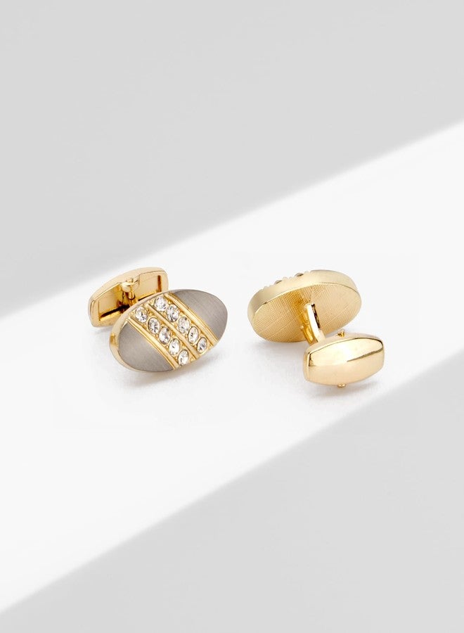 Wynameleri Cufflinks Men Vintage Gold with Rhinestones in Gift Box - Image 3