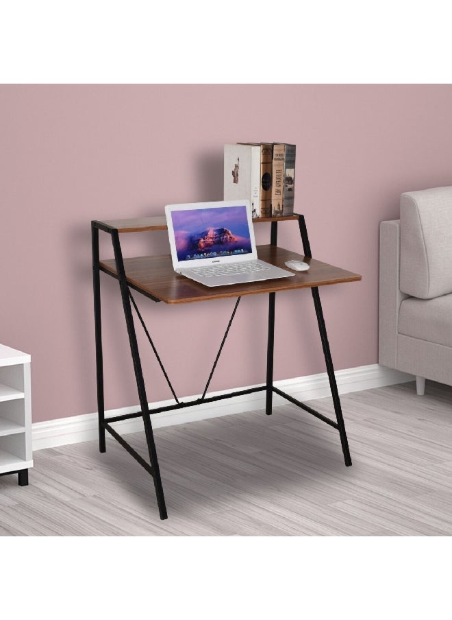 Micasa - Rectangular Shape Computer Desk Walnut And Black 80 X 60 X 76-91 Cm Cd-17123 - Image 1