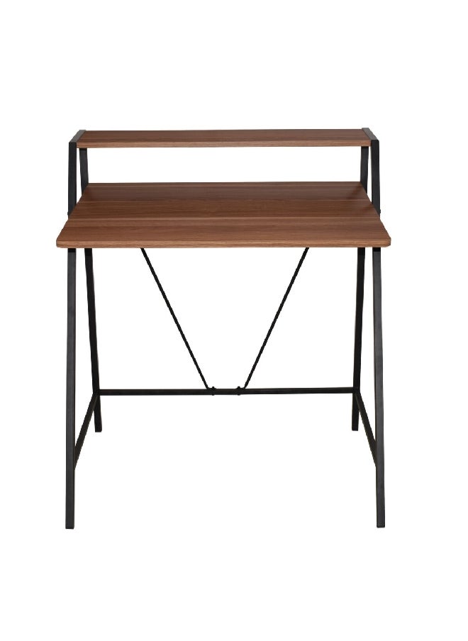 Micasa - Rectangular Shape Computer Desk Walnut And Black 80 X 60 X 76-91 Cm Cd-17123 - Image 1