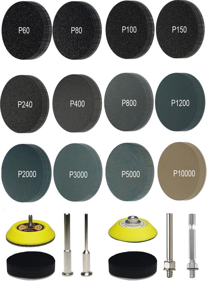 SACKORANGE 120 PCS 2 Inch Wet Dry Sanding Disc, 60 to 10000 Grit Silicon Carbide Hook and Loop Sandpaper with 1/8" & 1/4" Shank Sanding Pads and Foam Buffering Pad for Automotive Wood Polishing & Finishing - Image 1