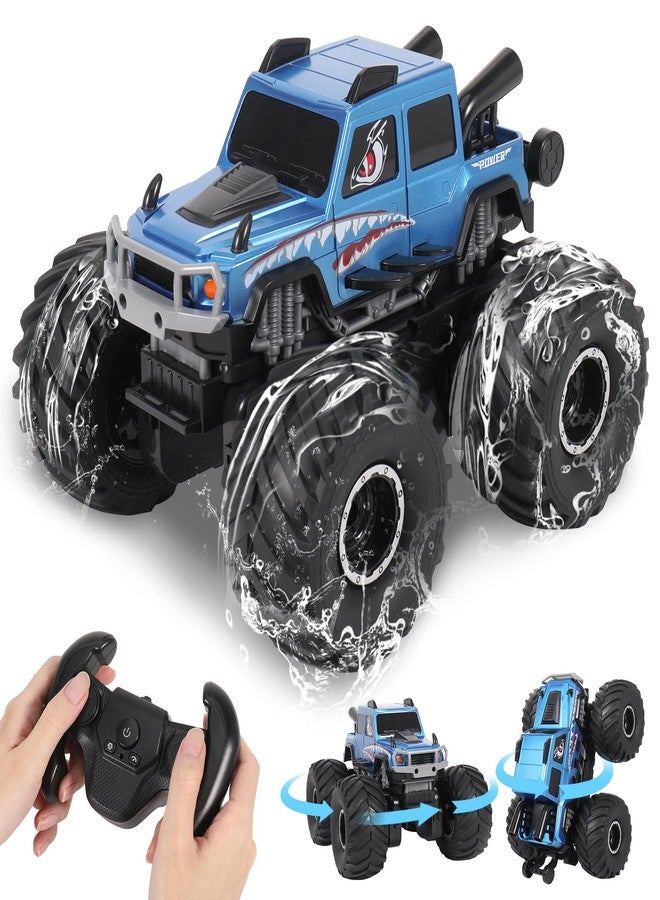 HENGI Amphibious Remote Control Car, RC Monster Truck, 2.4GHZ 1:16 Waterproof All-Terrain Off-Road RC Cars Toys, Pool Toys Gifts for Boys and Girls Age 8-12 (Blue) - Image 1