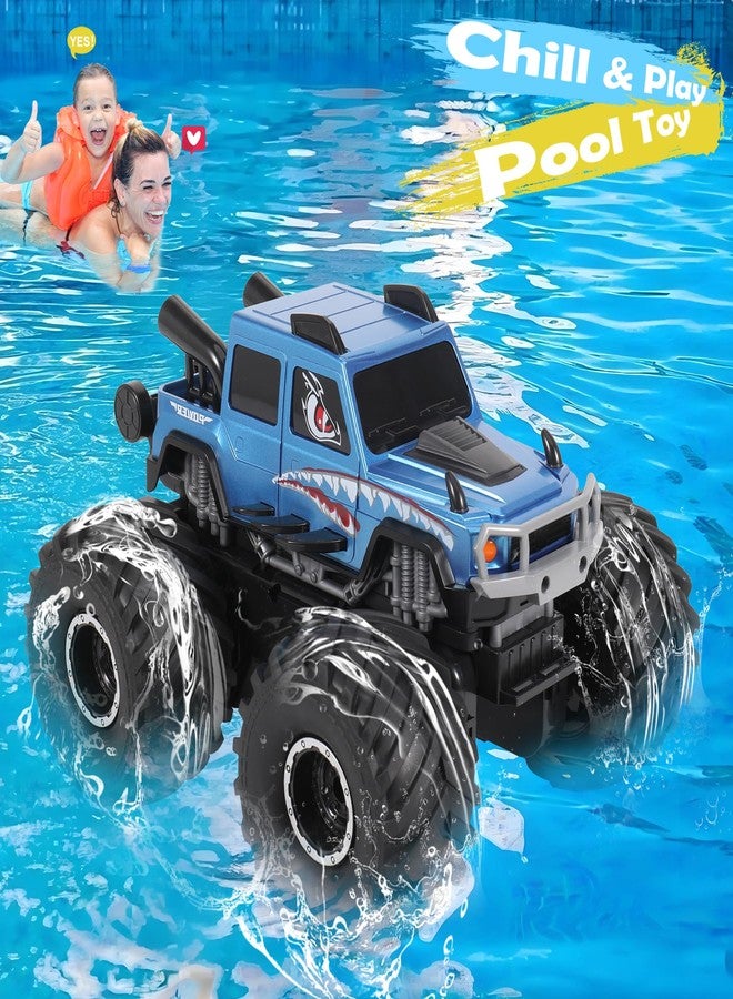 HENGI Amphibious Remote Control Car, RC Monster Truck, 2.4GHZ 1:16 Waterproof All-Terrain Off-Road RC Cars Toys, Pool Toys Gifts for Boys and Girls Age 8-12 (Blue) - Image 2