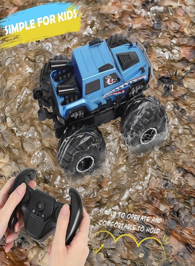 HENGI Amphibious Remote Control Car, RC Monster Truck, 2.4GHZ 1:16 Waterproof All-Terrain Off-Road RC Cars Toys, Pool Toys Gifts for Boys and Girls Age 8-12 (Blue) - Image 4