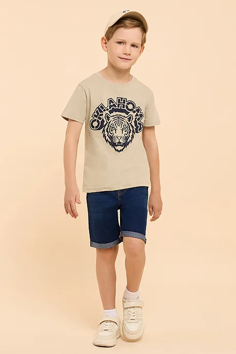 R&B Printed T-Shirt with Crew Neck and Short Sleeves