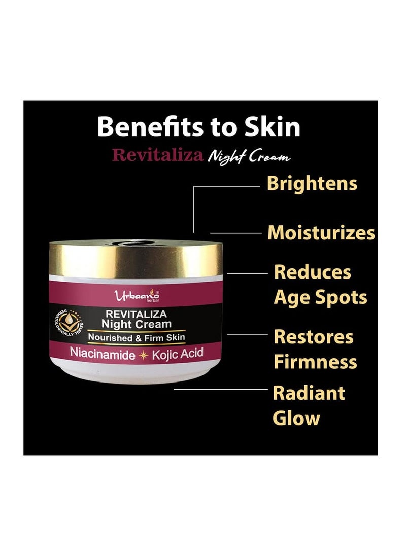 Urbaano herbal - Urbaano Herbal Revitaliza Night Face Cream for Wrinkles Fine Lines with Kojic acid Niacinamide Bakuchiol - Image 1