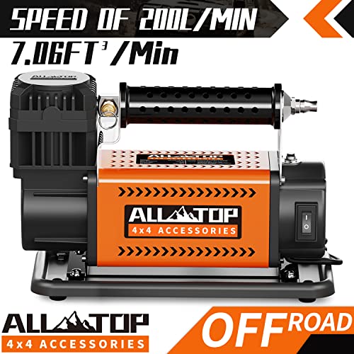 ALL-TOP طقم ضاغط الهواء ALL-TOP، مضخة هواء محمولة 12 فولت 7.06CFM، ضاغط هواء للطرق الوعرة للشاحنات، مضخة هواء للسيارات الثقيلة، أقصى ضغط 150PSI لمركبات SUV 4x4 وإطارات RV - Image 2