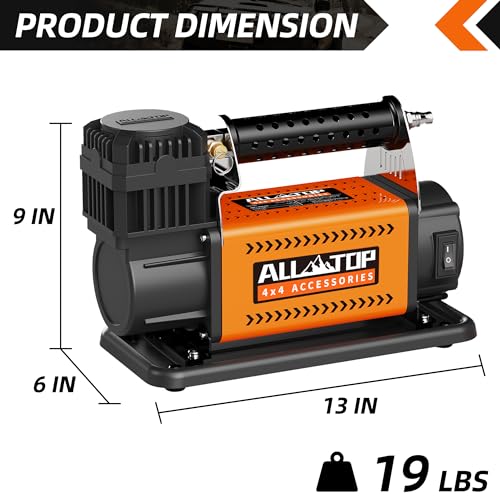 ALL-TOP طقم ضاغط الهواء ALL-TOP، مضخة هواء محمولة 12 فولت 7.06CFM، ضاغط هواء للطرق الوعرة للشاحنات، مضخة هواء للسيارات الثقيلة، أقصى ضغط 150PSI لمركبات SUV 4x4 وإطارات RV - Image 3