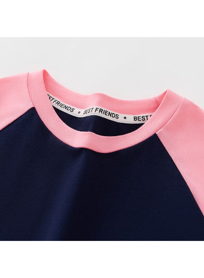 Tinsino Children's T-shirt, Boys And Girls Long-sleeve T-shirt, Raglan Sleeve, Pure Cotton Casual Versatile Top, Heart Font - Image 2