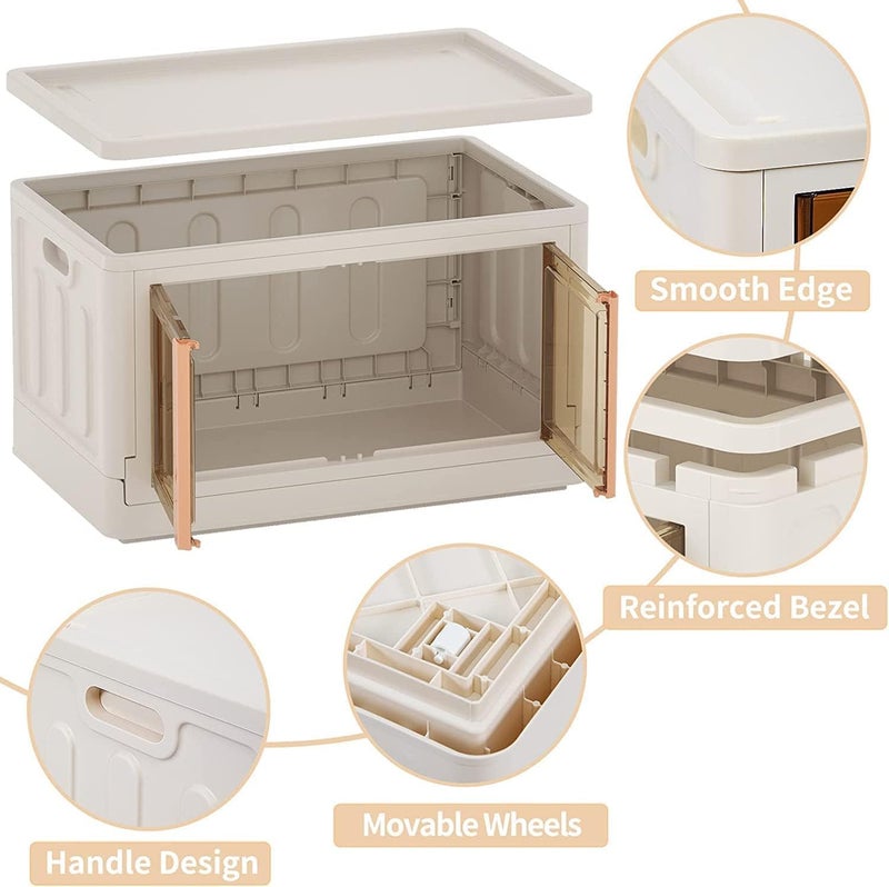SHREVI Shrevi Polypropylene Clothes Organizer for Wardrobe Cupboard Organizer for Clothes Foldable and Stackable Closet Organizer Drawer Organizer for Clothes 4PcsLarge White72L Storage Bin  - Image 3