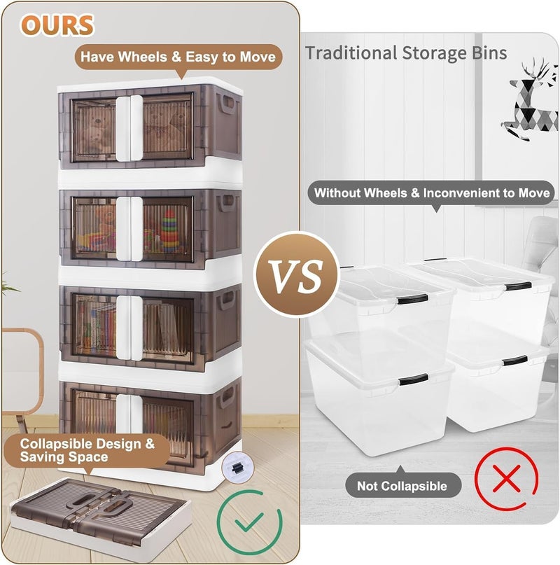 SHREVI Shrevi Polypropylene Clothes Organizer for Wardrobe Cupboard Organizer for Clothes Foldable and Stackable Closet Organizer Drawer Organizer for Clothes 4PcsLarge White72L Storage Bin  - Image 5