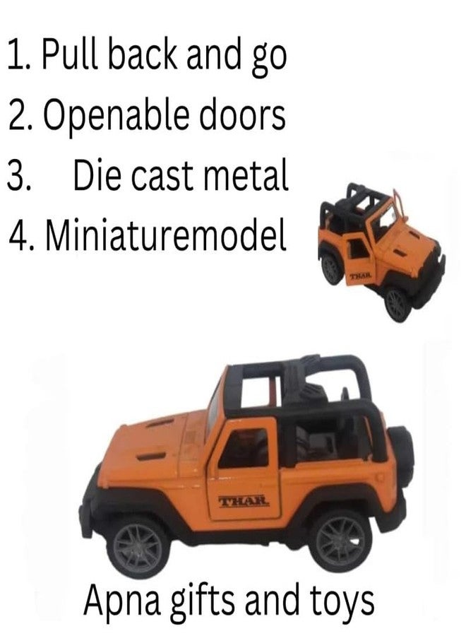 COLLEN ARRAY Mini Thaar Car Toy for Kids|Metal|Pull Back Action|Pack of 1 car|You May get Any Random Color-8 - Image 4