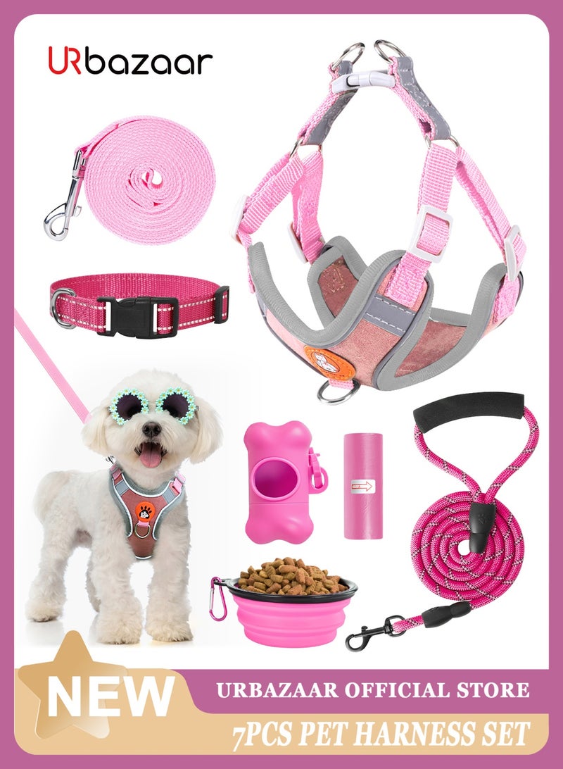 أوربازار طقم حزام وطوق ومقود للكلاب مانع للسحب | يتضمن حزام أمان للكلاب، وأوعية طعام قابلة للطي، وموزع أكياس فضلات. مثالي للتدريب والمشي والتنزه. يناسب الكلاب الصغيرة والكبيرة. - Image 1