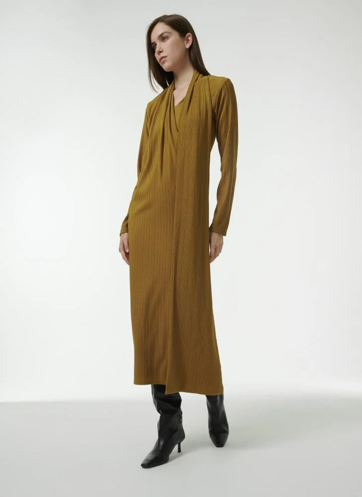 Leem Textured Dress With Scarf Detail