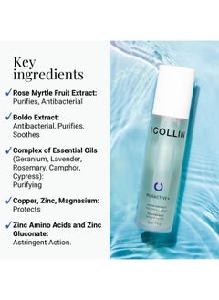 G.M. Collin Puractive+ Purifying Mist Soothing Spray Toner For Oily To Acneprone Skin Mattifying Essential Oil Astringent Makeup Setting Face Lotion  - Image 2