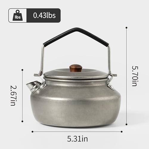 Thous Winds 0.6 Liter Lightweight Stainless Steel Camping Kettle Portable Camp Tea Pot, Outdoor Campfire Use, Retro Silver - Image 5