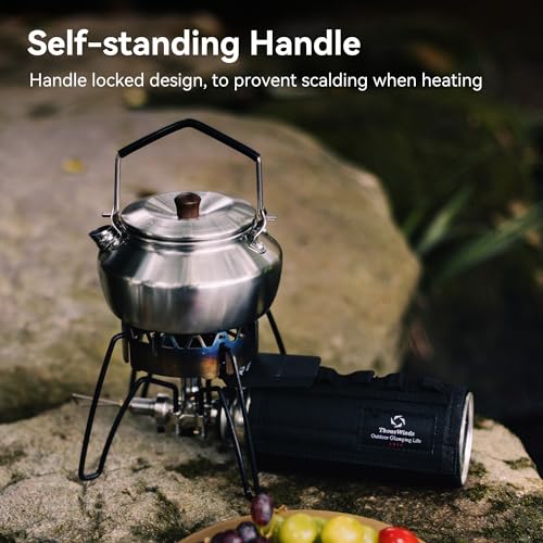 Thous Winds 0.6 Liter Lightweight Stainless Steel Camping Kettle Portable Camp Tea Pot, Outdoor Campfire Use, Retro Silver - Image 4