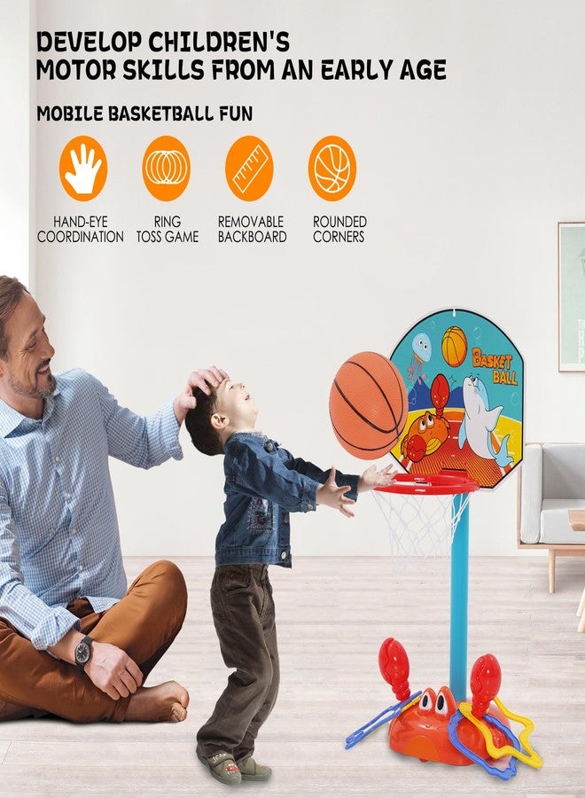 Joonly Toddler Basketball Hoop Indoor, 2 in 1 Sports Toy Set for Kids Basketball Hoop for Toddlers Indoor with Ring Toss Game - Image 3