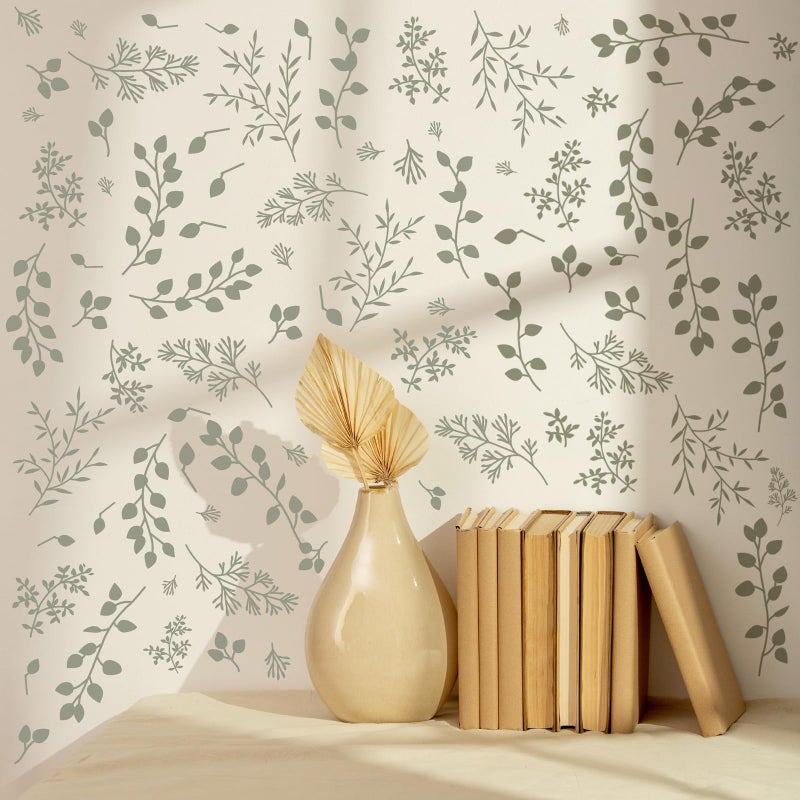 Kazova Green Leaf Wall Stickers Botanical Green Leaves Wall Stickers Plants Modern Leaves Wall Decals Peel and Stick Eucalyptus Tree Leaf Wall Decals for Bedroom Living Room TV Background Decor - Image 1