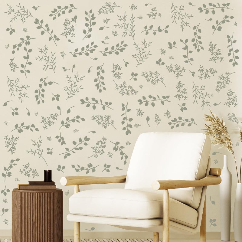 Kazova Green Leaf Wall Stickers Botanical Green Leaves Wall Stickers Plants Modern Leaves Wall Decals Peel and Stick Eucalyptus Tree Leaf Wall Decals for Bedroom Living Room TV Background Decor - Image 4