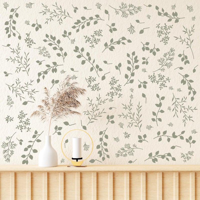 Kazova Green Leaf Wall Stickers Botanical Green Leaves Wall Stickers Plants Modern Leaves Wall Decals Peel and Stick Eucalyptus Tree Leaf Wall Decals for Bedroom Living Room TV Background Decor - Image 3