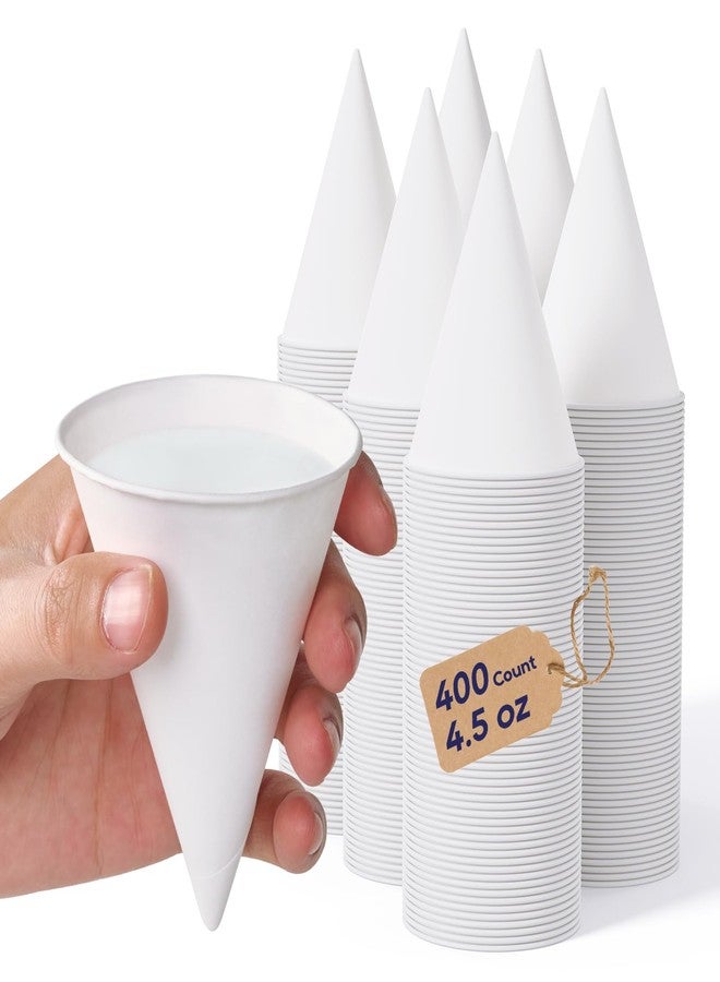 LITOPAK 400 Count 4.5 oz Snow Cone Cups, Paper Cone Cups for Water, Ice Cream, Shaved Ice, Candies - Image 1