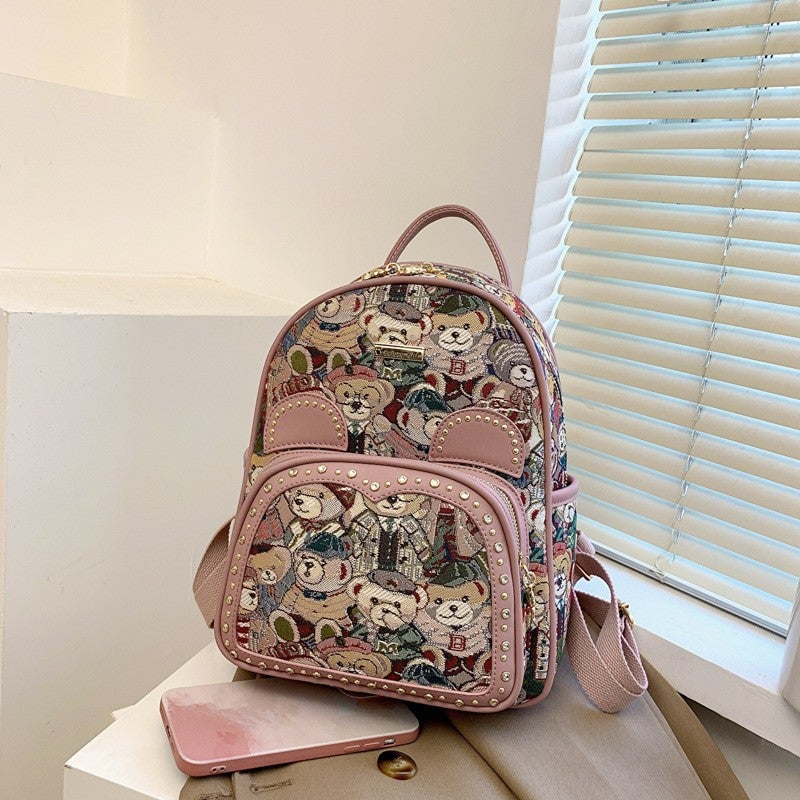 Beibao Genuine Retro Street Fashion Contrasting Color Large-Capacity Backpack Women'S 2023 New Korean Style Trend - Image 1