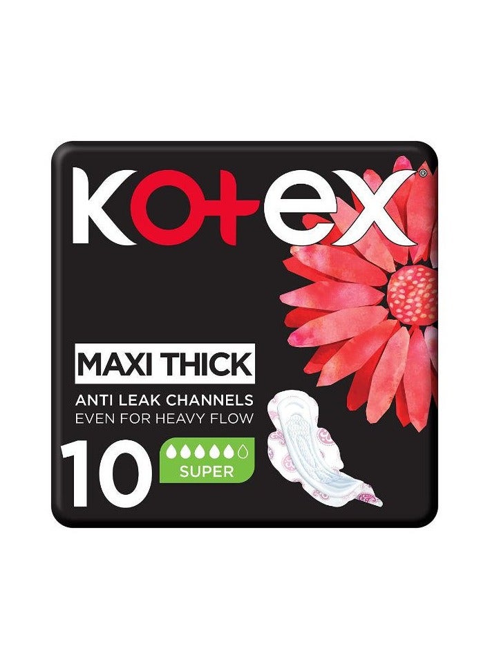كوتكس فوط صحية ماكسي سميكة بأجنحة، مقاس كبير، 10 فوط صحية - Image 1