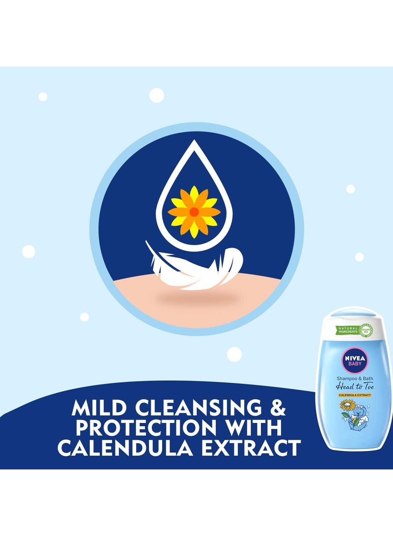 Nivea Baby Shampoo & Bath With Calendula Extract Head To Toe 200 ML - Image 5