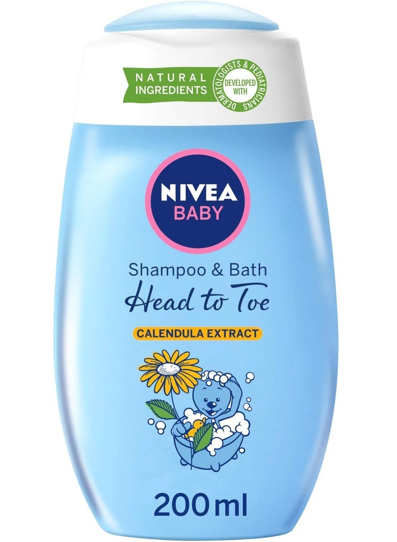 Nivea Baby Shampoo & Bath With Calendula Extract Head To Toe 200 ML - Image 1