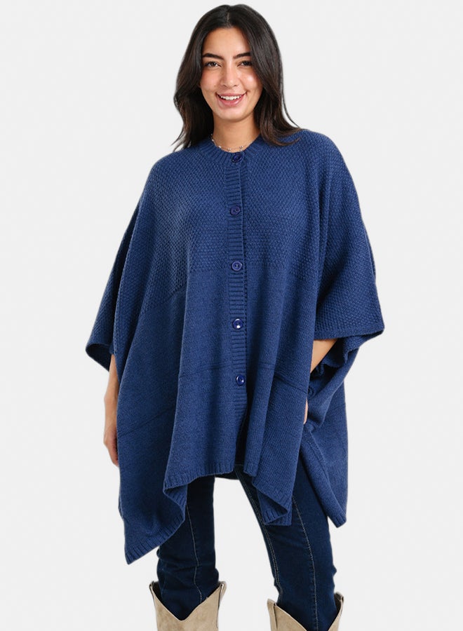 Carina Asymmetrical Buttoned Poncho - Image 1