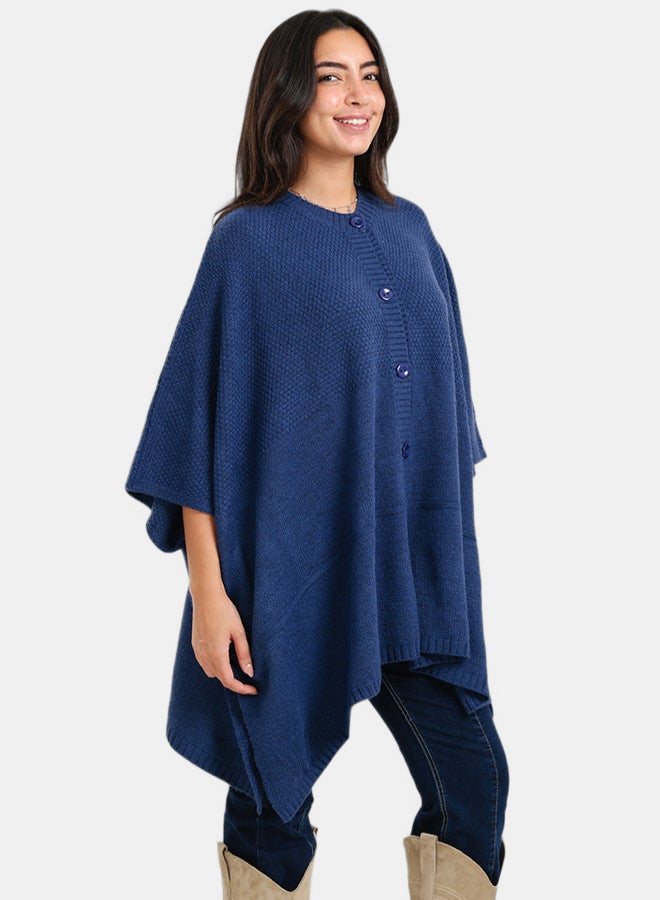 Carina Asymmetrical Buttoned Poncho - Image 3