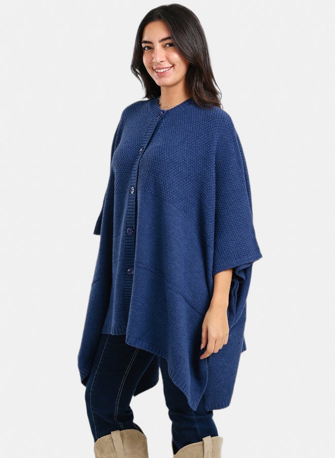 Carina Asymmetrical Buttoned Poncho - Image 2