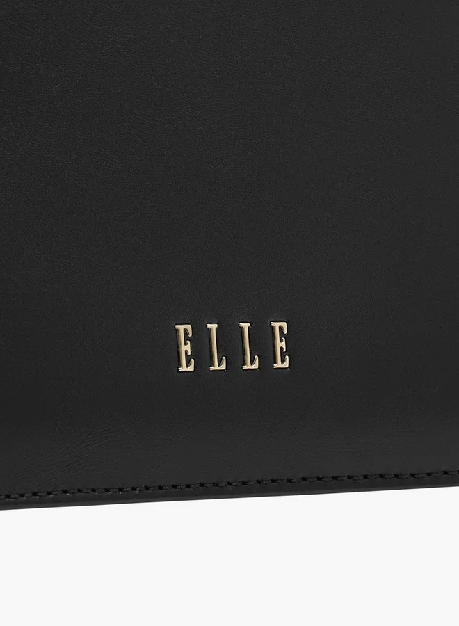 ELLE Women's Monogram Embroidered Crossbody Bag with Chain Strap and Flap Closure