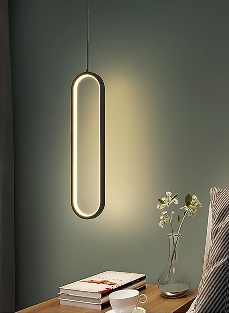 LOOPITYS Ceiling pendant light, U-shaped creative pendant light (diameter 9CM/3.54 inches, adjustable length 150CM/59 inches, color: black, 3000K warm light), brushed brass and silicone lighting equipment, Nordic minimalist pendant light, suitable for bedrooms, corridors, and restaurants - Image 1