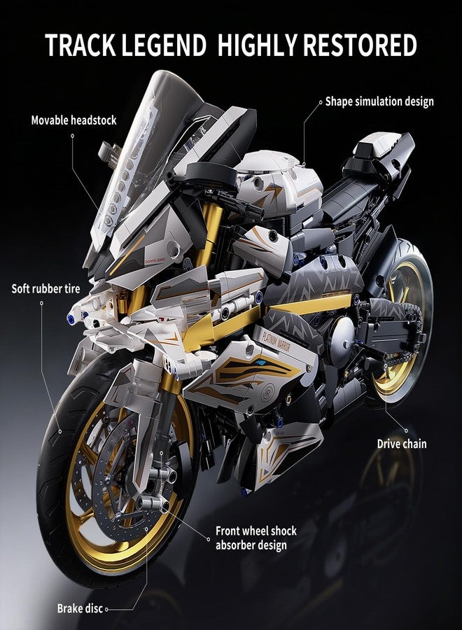 GEVINST 1:5 Motorcycle Building Block Set - 2078 PCS Large Motorbike Toy with Display Stand, Collectible Mechanical Superbike Model Kit for Boys Teens Adults Ages 14+, Birthday Gifts for Men - Image 4
