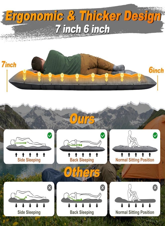 KASBAH Camping Sleeping Pad, 5.5 R-Value Thick 6 inch Camping Mat with Pillow Built-in Foot Pump Inflatable Sleeping Pads Compact for Camping Backpacking Hiking Traveling - Image 5