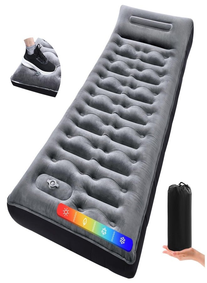 KASBAH Camping Sleeping Pad, 5.5 R-Value Thick 6 inch Camping Mat with Pillow Built-in Foot Pump Inflatable Sleeping Pads Compact for Camping Backpacking Hiking Traveling - Image 1