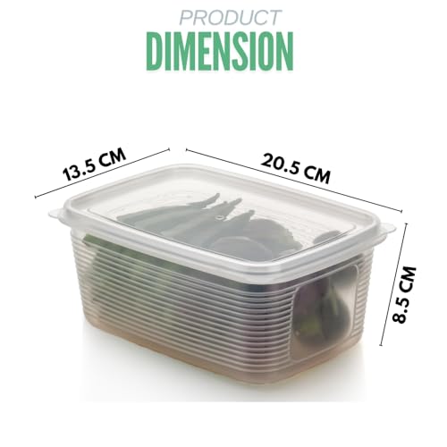 KWER Fridge Storage Containers (Pack of 4), Fridge Organizer Storage box & Secure-Sealing Lids, Fridge Storage Boxes Keep Fruits, Vegetables Fresher, Container Box, 1800 ML - Image 4