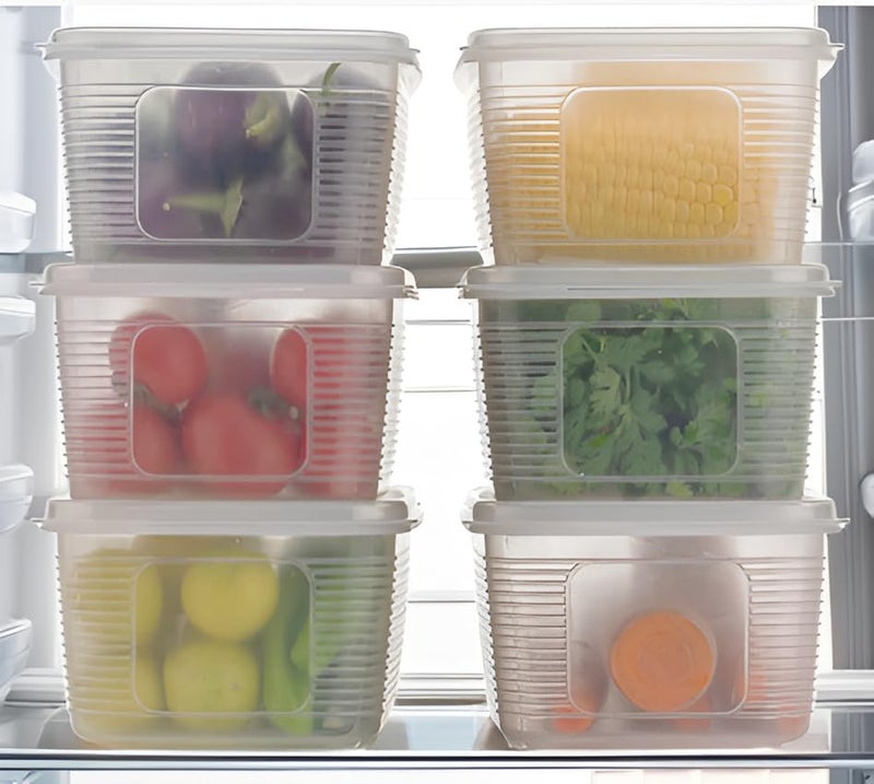 KWER Fridge Storage Containers (Pack of 4), Fridge Organizer Storage box & Secure-Sealing Lids, Fridge Storage Boxes Keep Fruits, Vegetables Fresher, Container Box, 1800 ML - Image 5