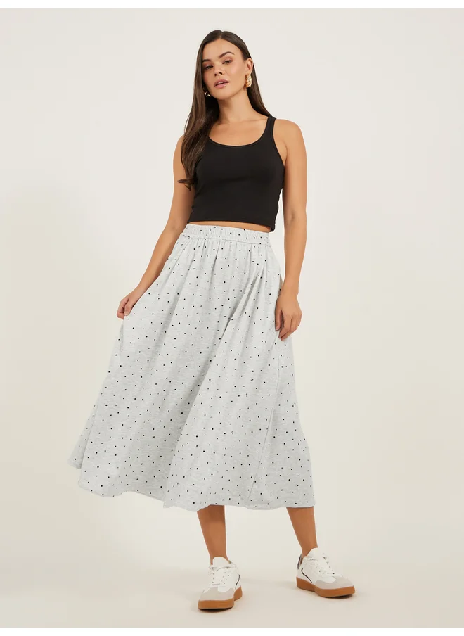 ستايلي Styli Midi Flared Polka Dot Skirt