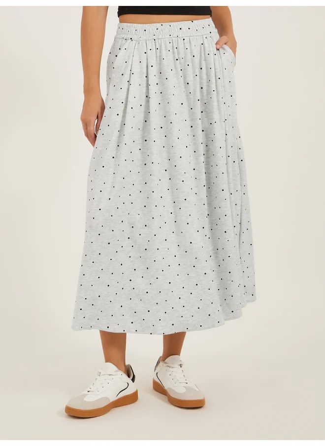 ستايلي Styli Midi Flared Polka Dot Skirt