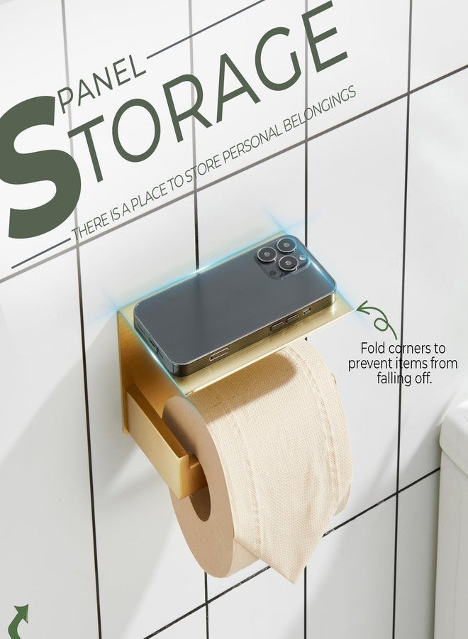 KOKOSIRI Toilet Paper Holder with Shelf Toilet Roll Holder for Bathroom Restroom T-304 Stainless Steel Wall Mounted, Gold Finish, B2010BG - Image 5