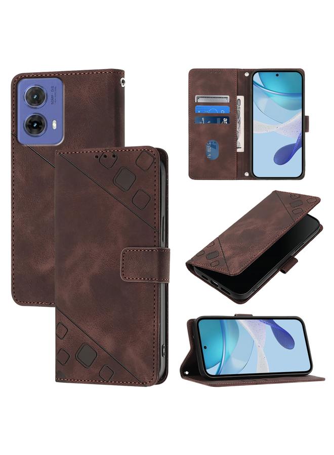 S-TOP Case For Motorola Moto G85 Skin Feel Embossed Leather Phone Case - Image 1