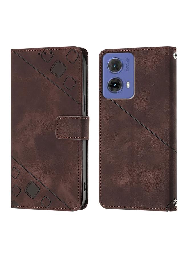 S-TOP Case For Motorola Moto G85 Skin Feel Embossed Leather Phone Case - Image 3