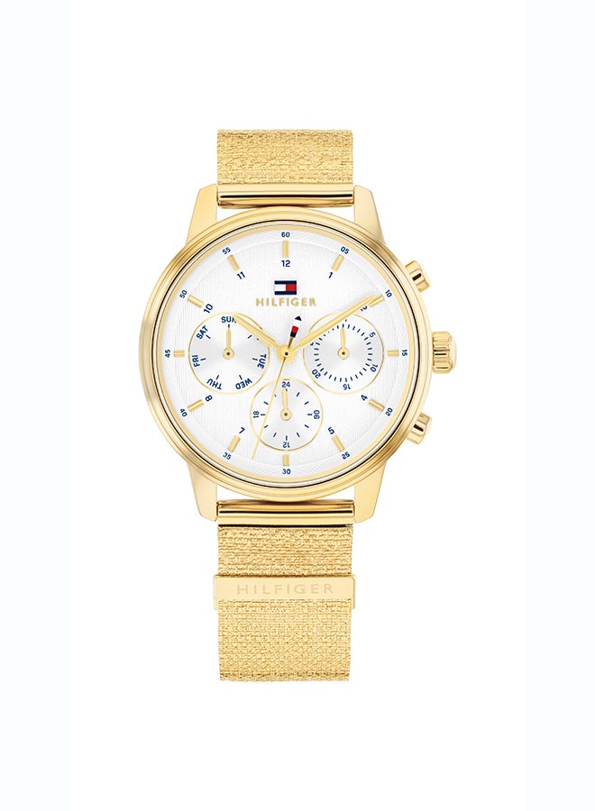 Tommy Hilfiger Women's Quartz Watch with Silver Dial and Gold Stainless Steel Bracelet - 1782808